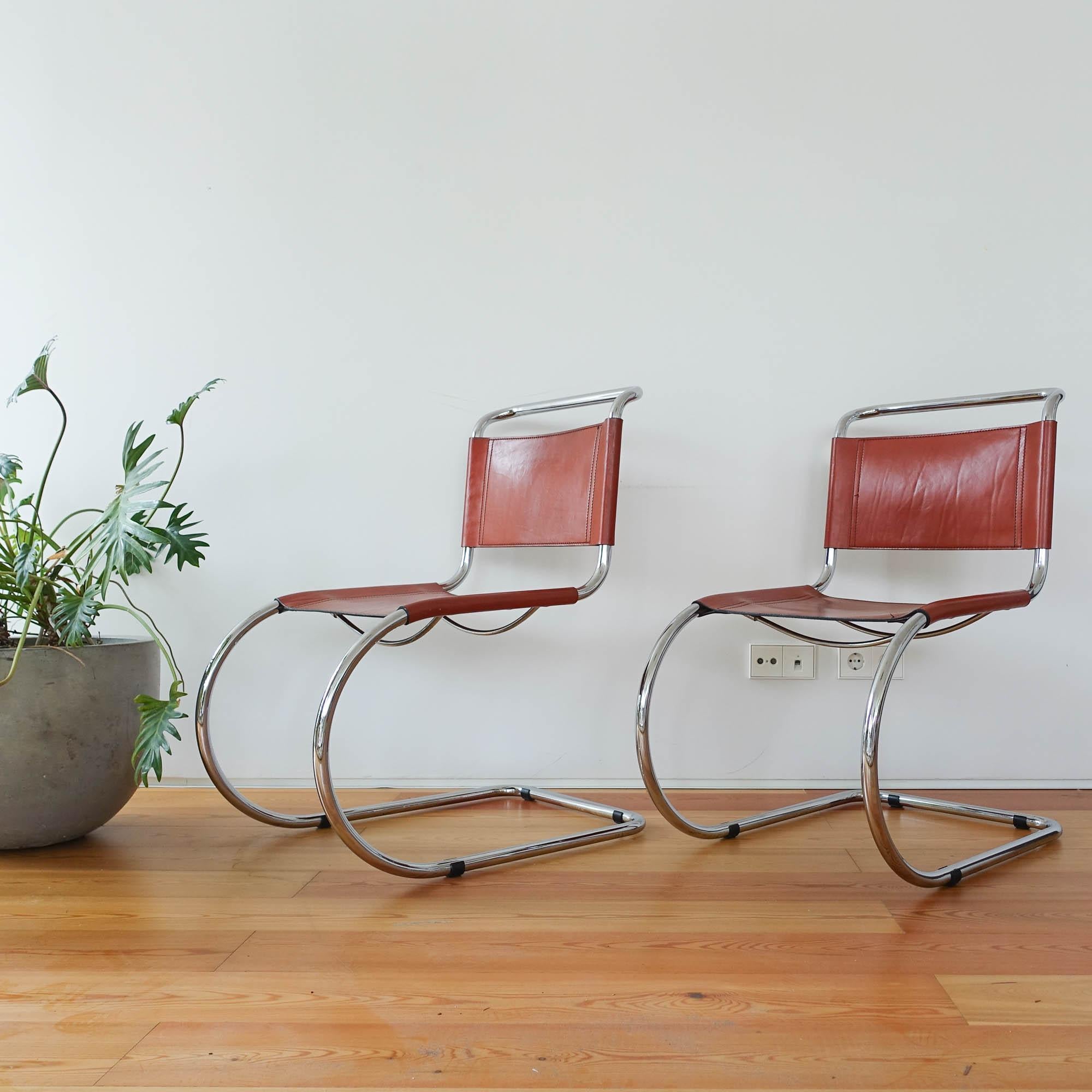 Italian Set of Four Mr10 Chairs by Mies Van Der Rohe, 1970s