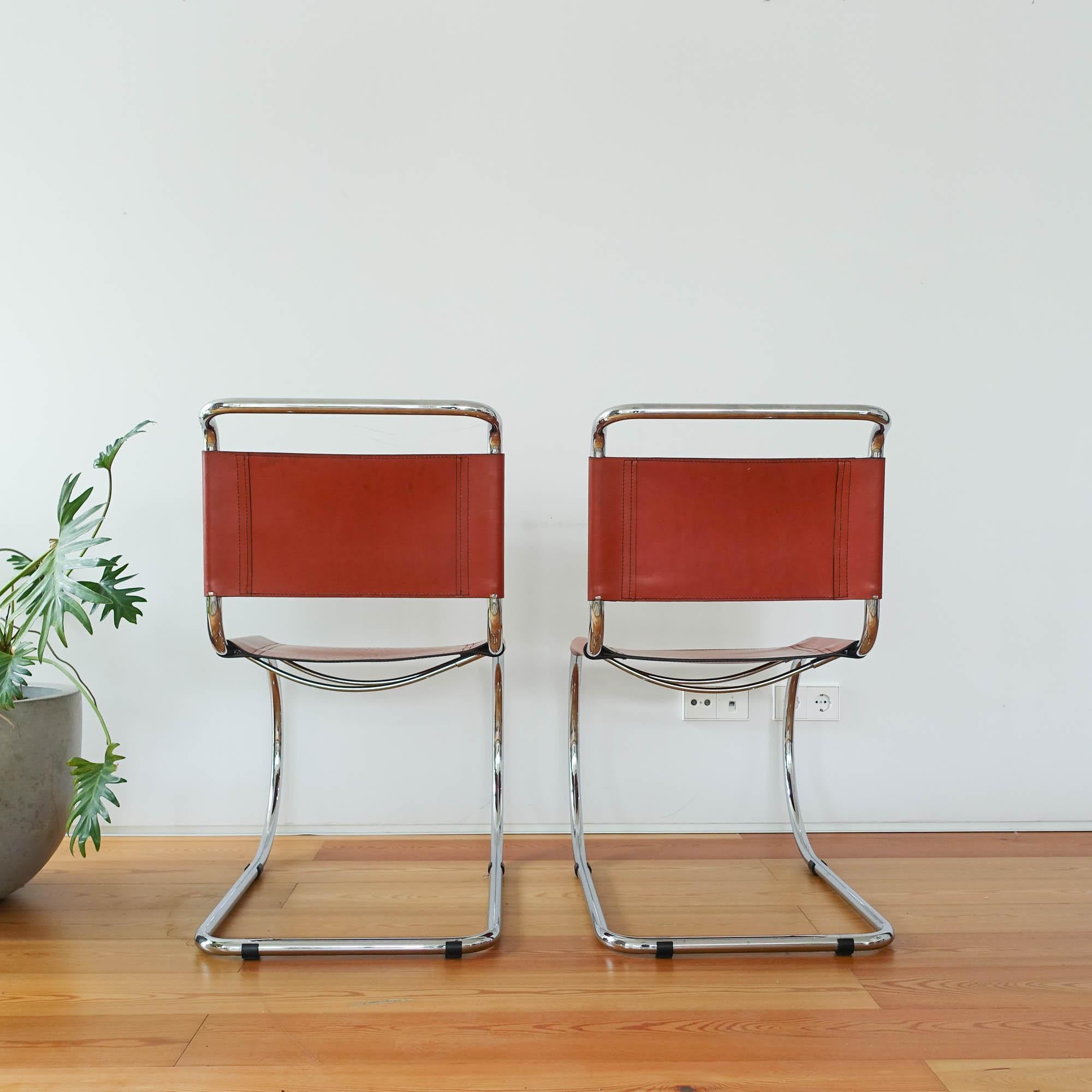 Metal Set of Four Mr10 Chairs by Mies Van Der Rohe, 1970s