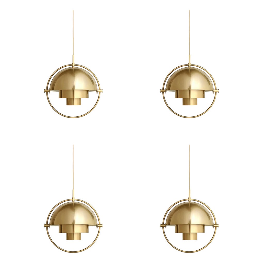 Ensemble de quatre pendentifs multi-lumières, laiton