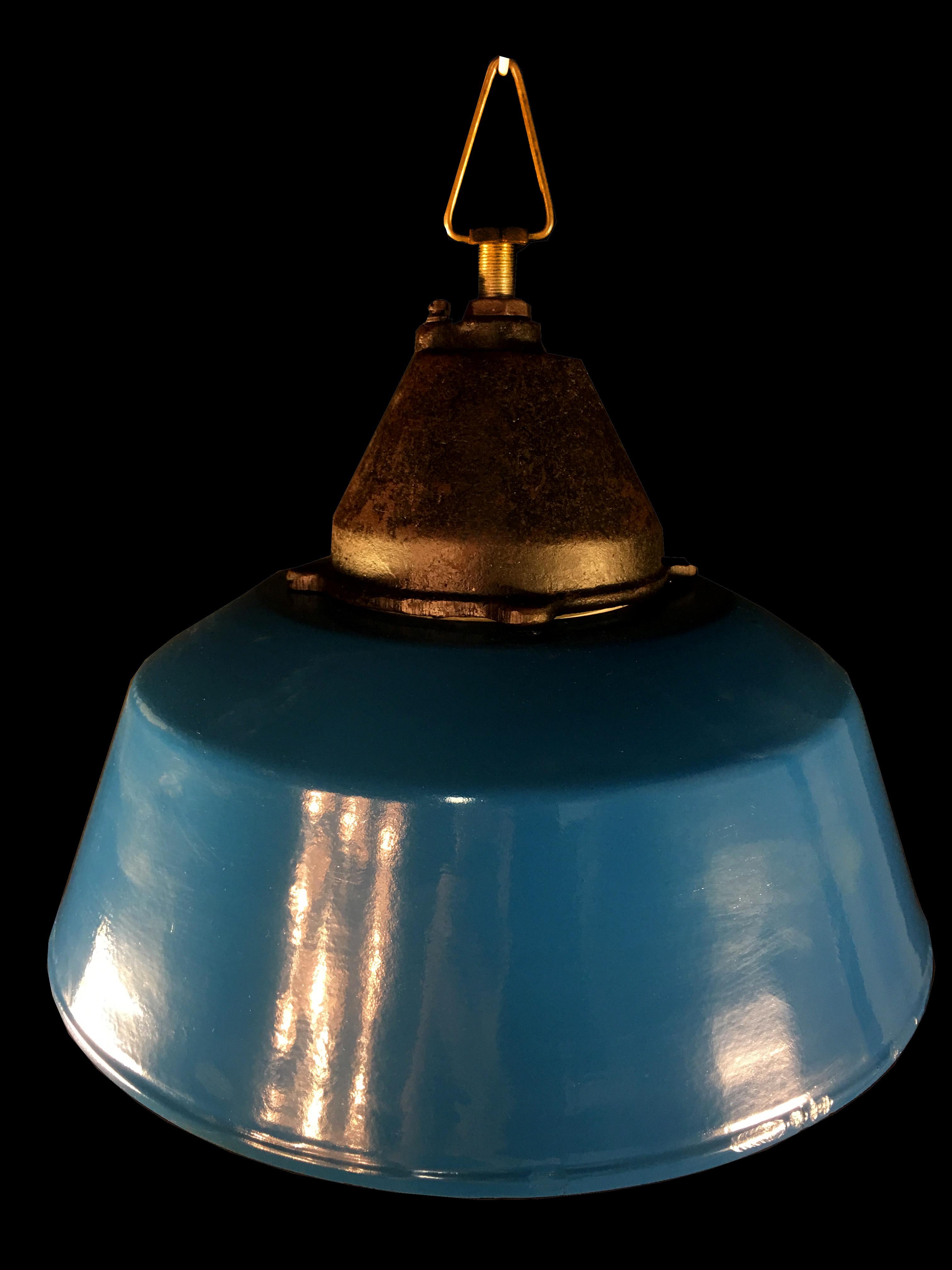 Set of Four Multicolor Industrial Pendant Lights, Budapest, 1950s 2