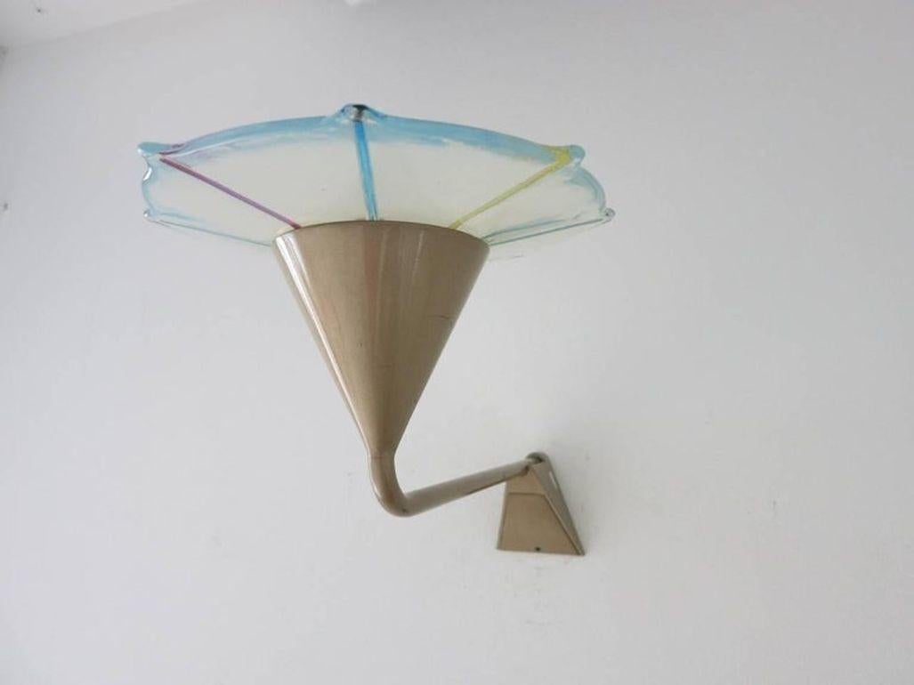 Juego de cuatro apliques de cristal de Murano multicolor de Leucos, Italia, años 70. en Bueno estado para la venta en Los Angeles, CA