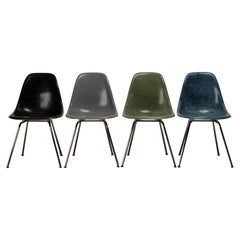 Set of Four Multicolored Charles & Ray Eames DSX Dining Chairs for Herman Miller