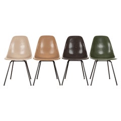 Vintage Set of Four Multicolored Eames DSX Dining Chairs for Herman Miller