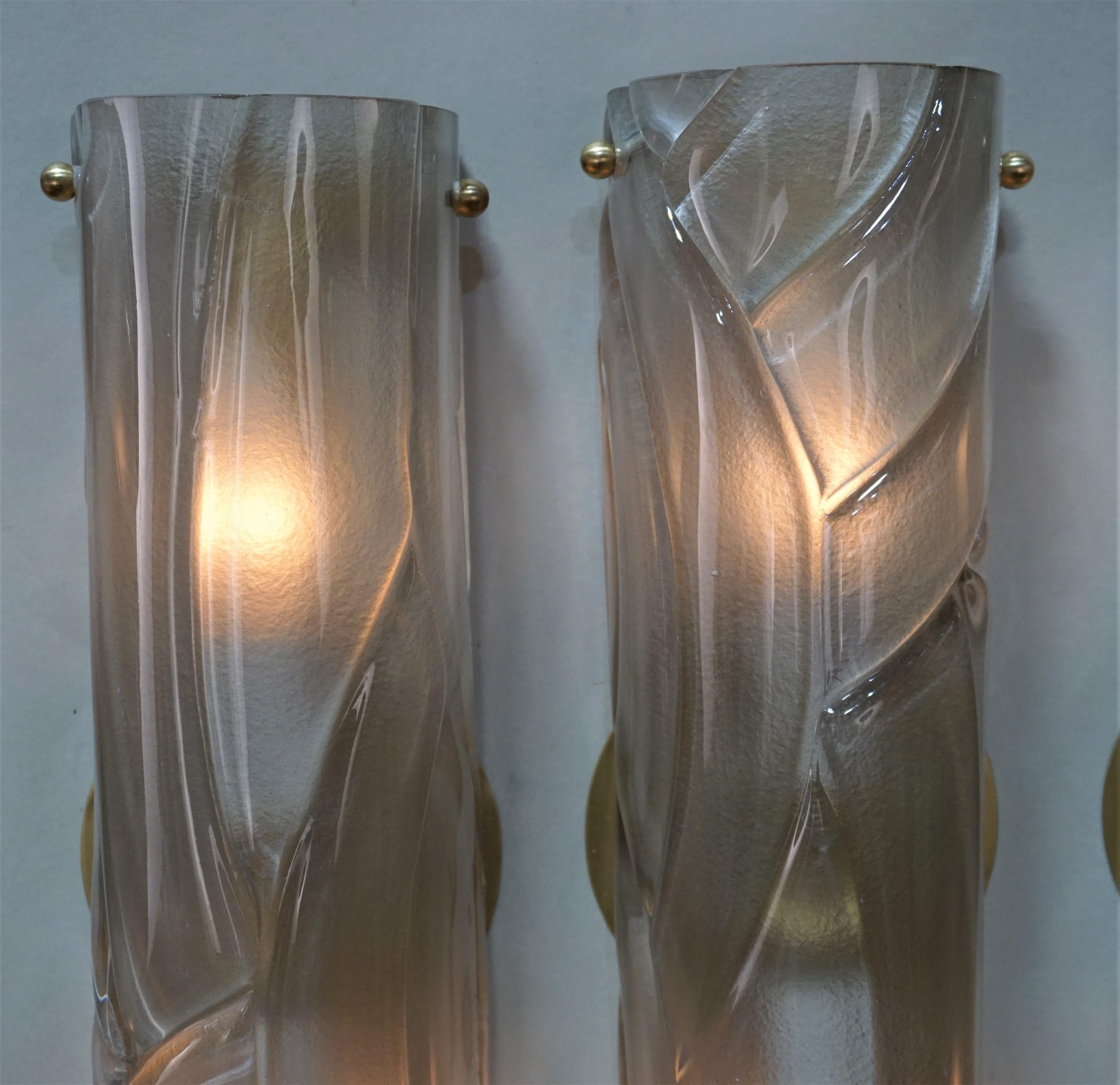 Late 20th Century Set of Four Murano Blown Glass Wall Sconces