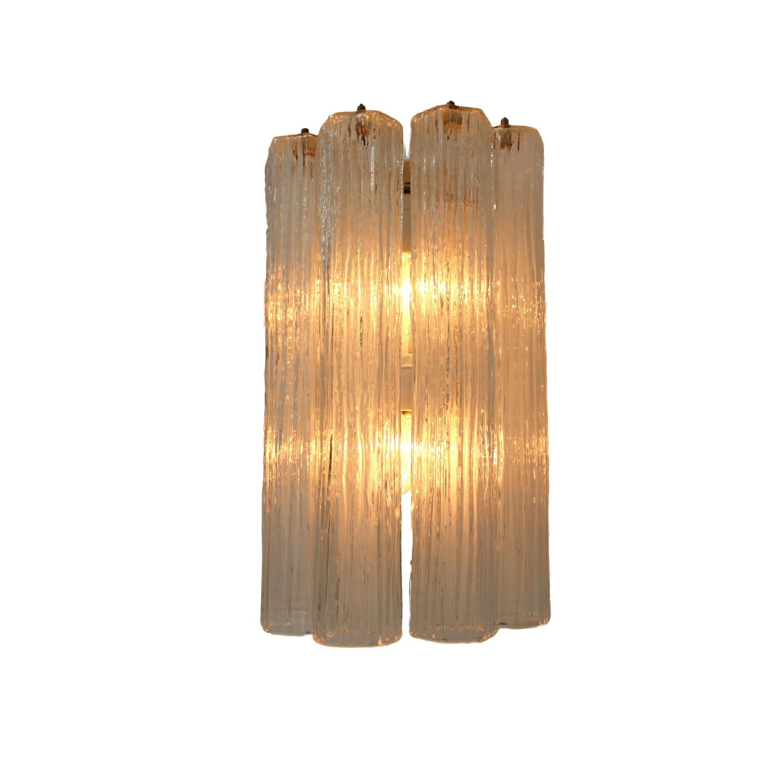 Italian Mid Century Modern Set of Four Murano Clear Glass Sconces Wall Light from Seguso