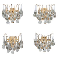 Set of Four Murano Glass Teardrop Wall Sconces, by Palwa, Germany, 1960s