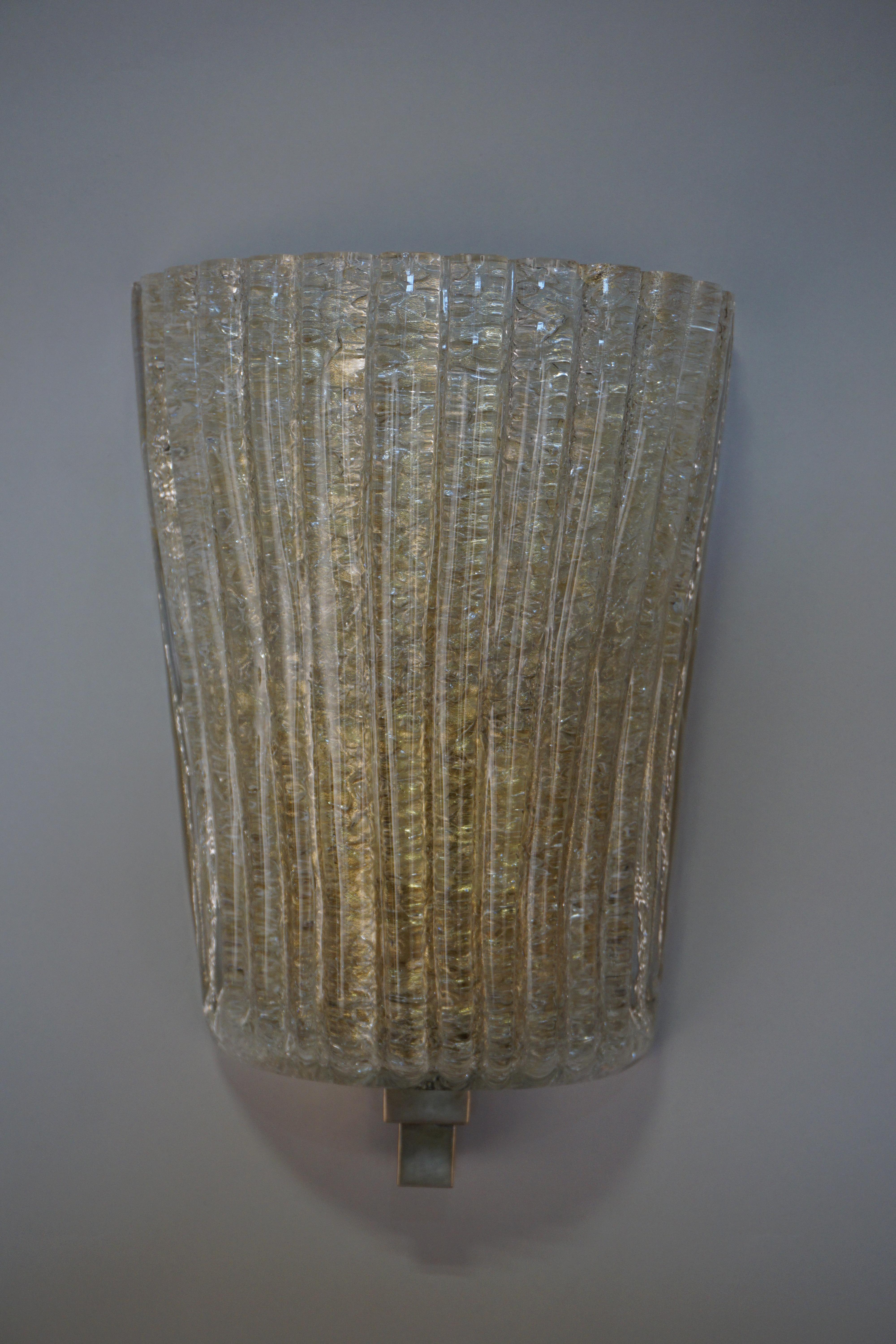 Blown Glass Set of Four Murano Glass Wall Sconces