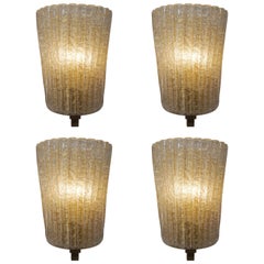 Vintage Set of Four Murano Glass Wall Sconces