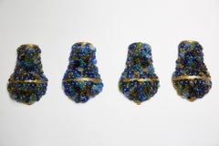 Set of Four Murano Sconces with Flowers and Fruit on Dore Bronze Mounts, 1960s