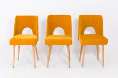 Set of Four Mustard Yellow Velvet 'Shell' Chairs, 1960s