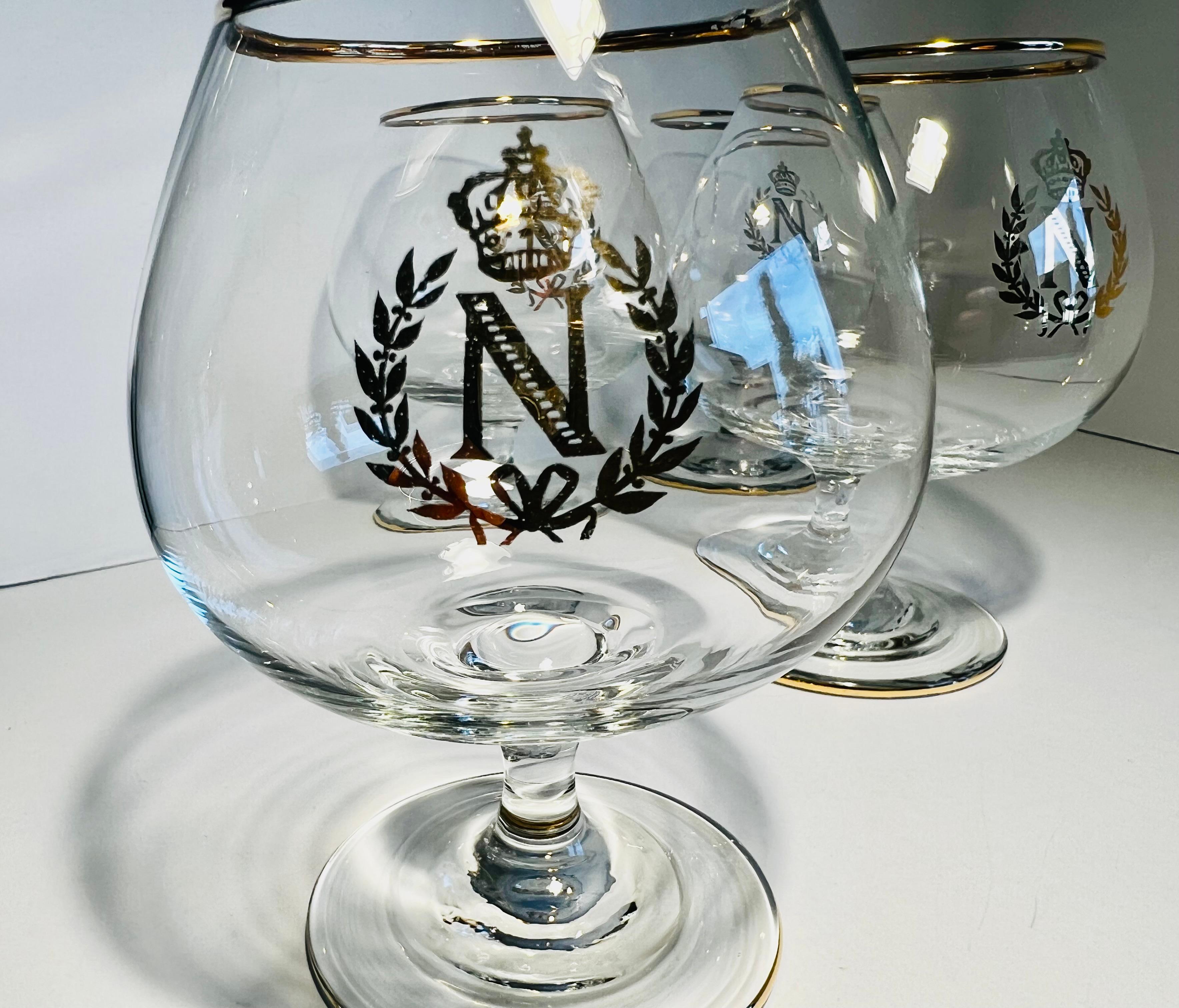 Juego de cuatro copas Napoleón para Brandy o Coñac Napoleón III en venta