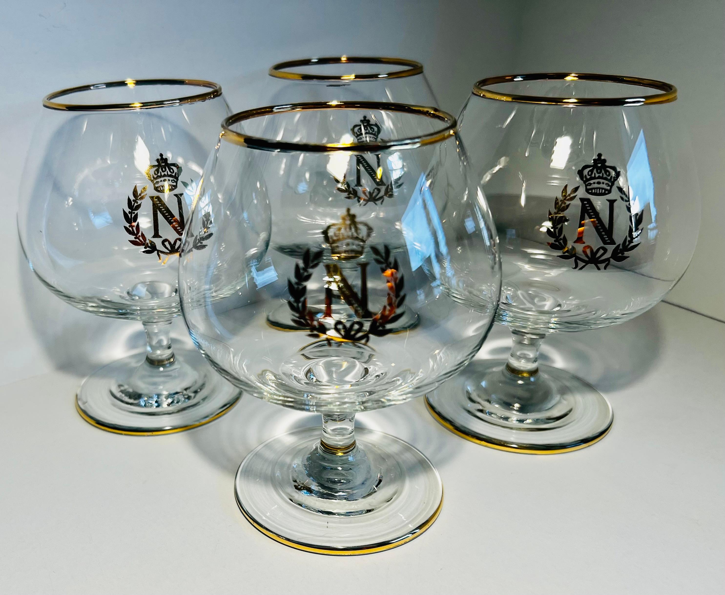 Juego de cuatro copas Napoleón para Brandy o Coñac Dorado en venta