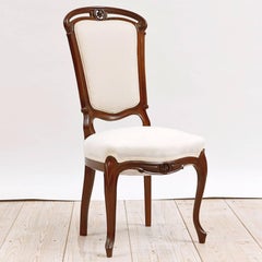 Set of Four Napoleon III Dining Chairs in Mahogany with Upholstery, circa 1880