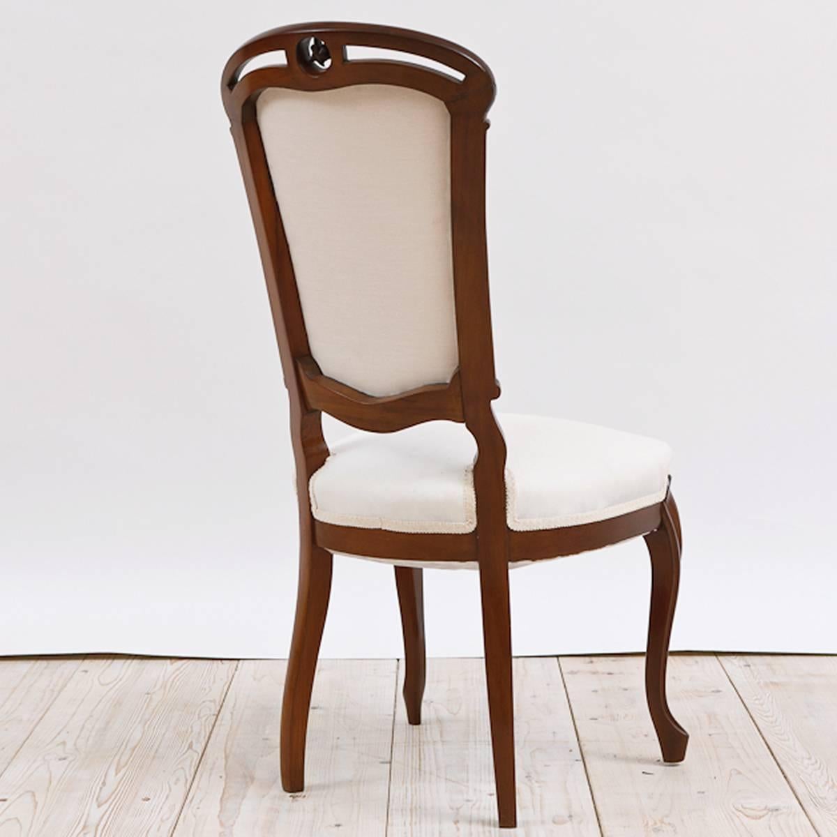 Late 19th Century Set of Four Napoleon III Dining Chairs in Mahogany with Upholstery, circa 1880 For Sale