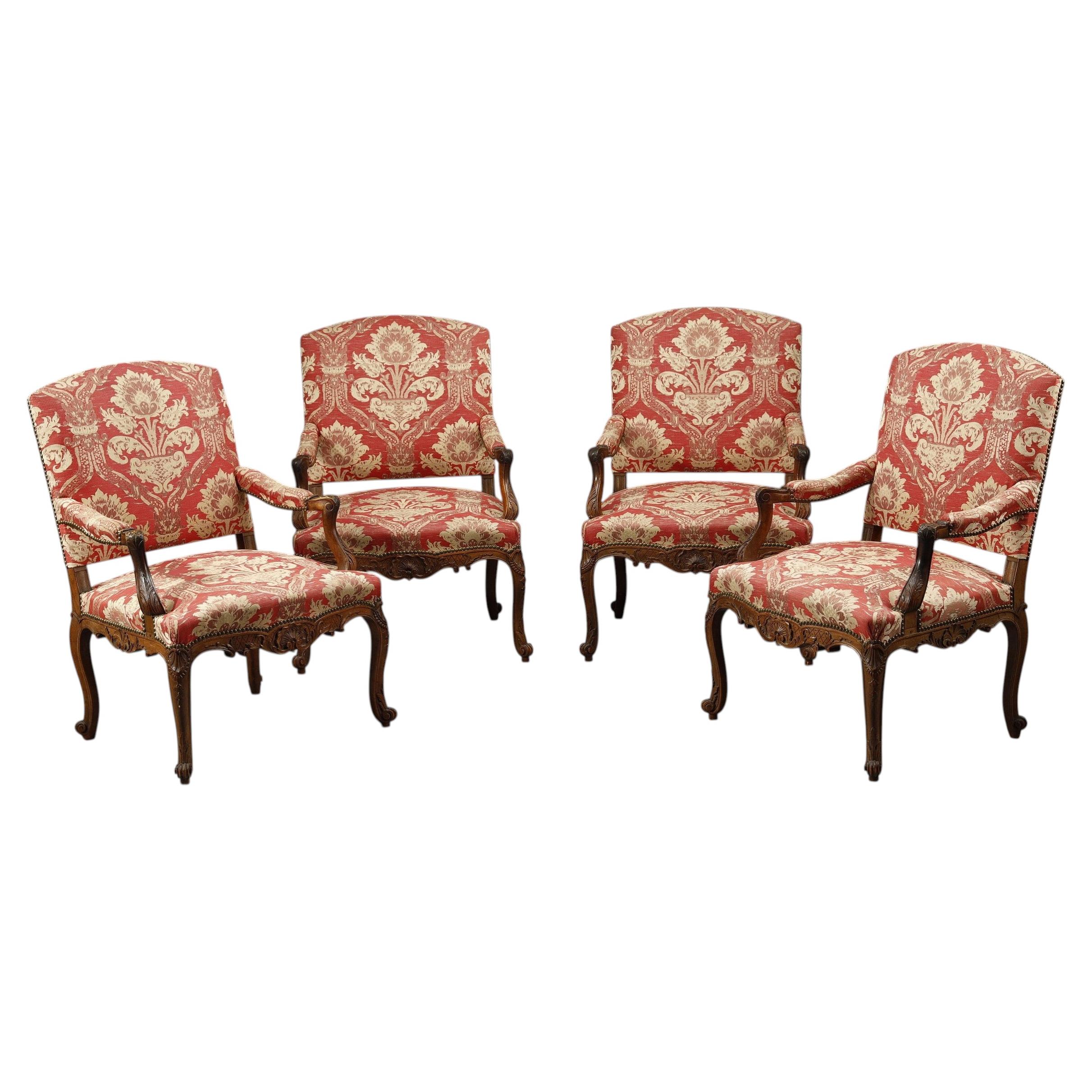 Set of four Napoleon III salon armchairs