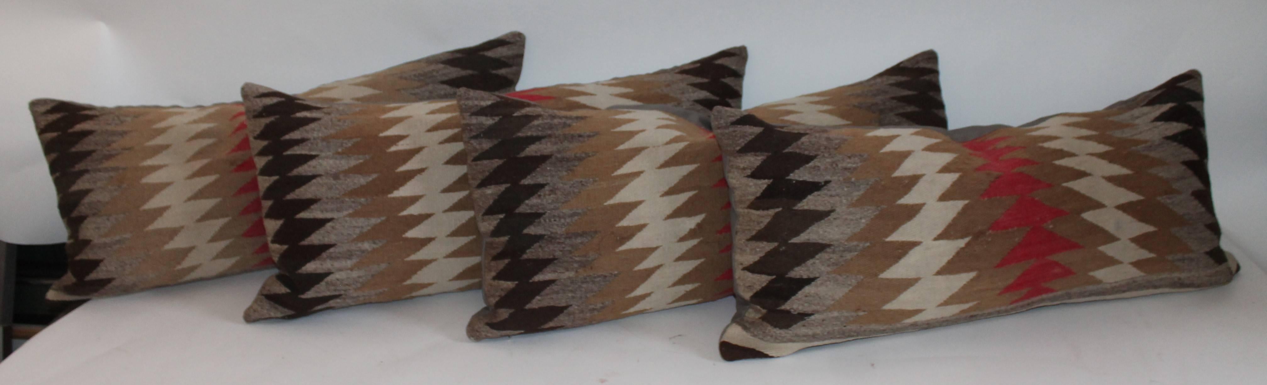 Hand-Woven Set of Four Navajo Sawtooth Pillows