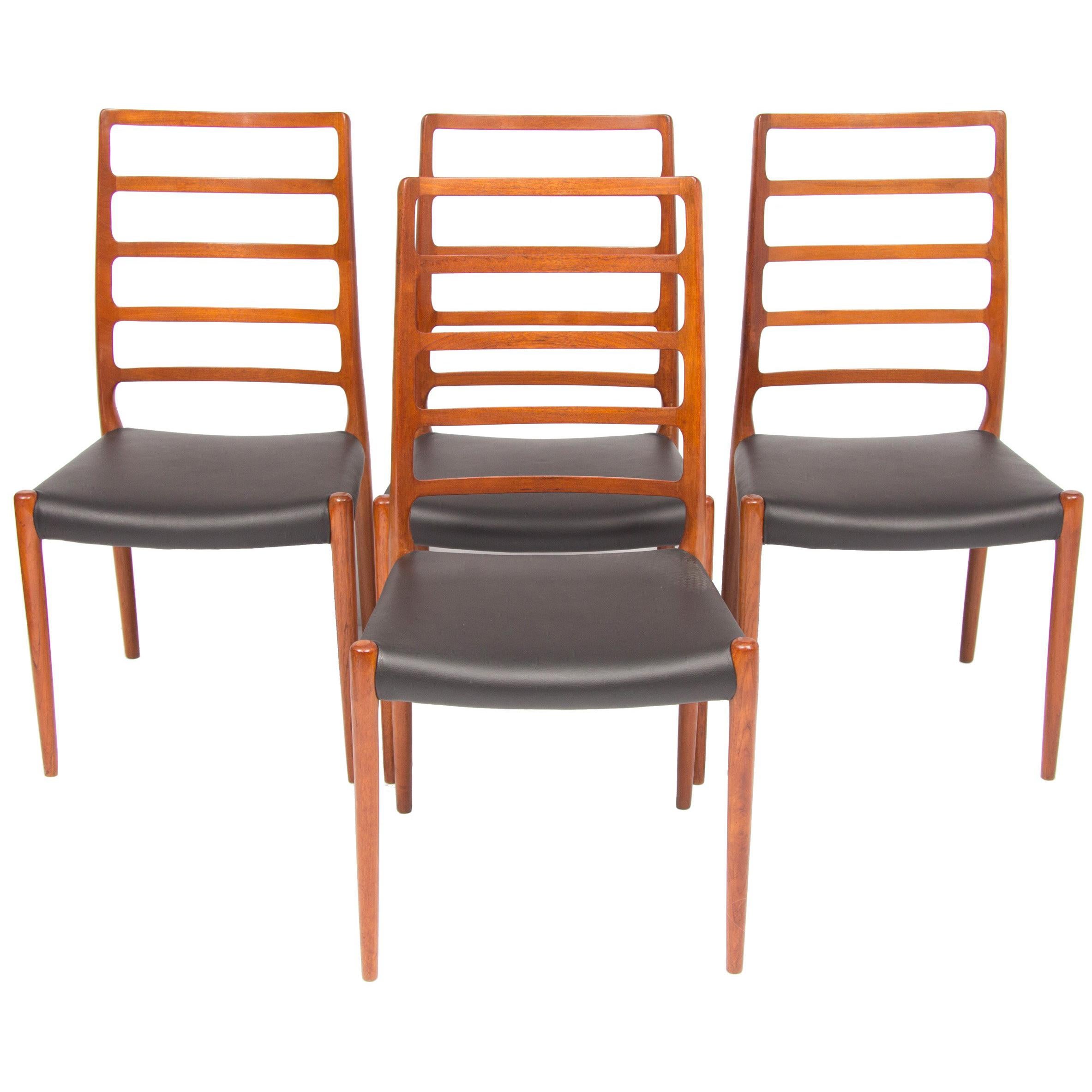 Set of Four Neils O.Moller Model 82 Teak Ladder Back Dining Chairs