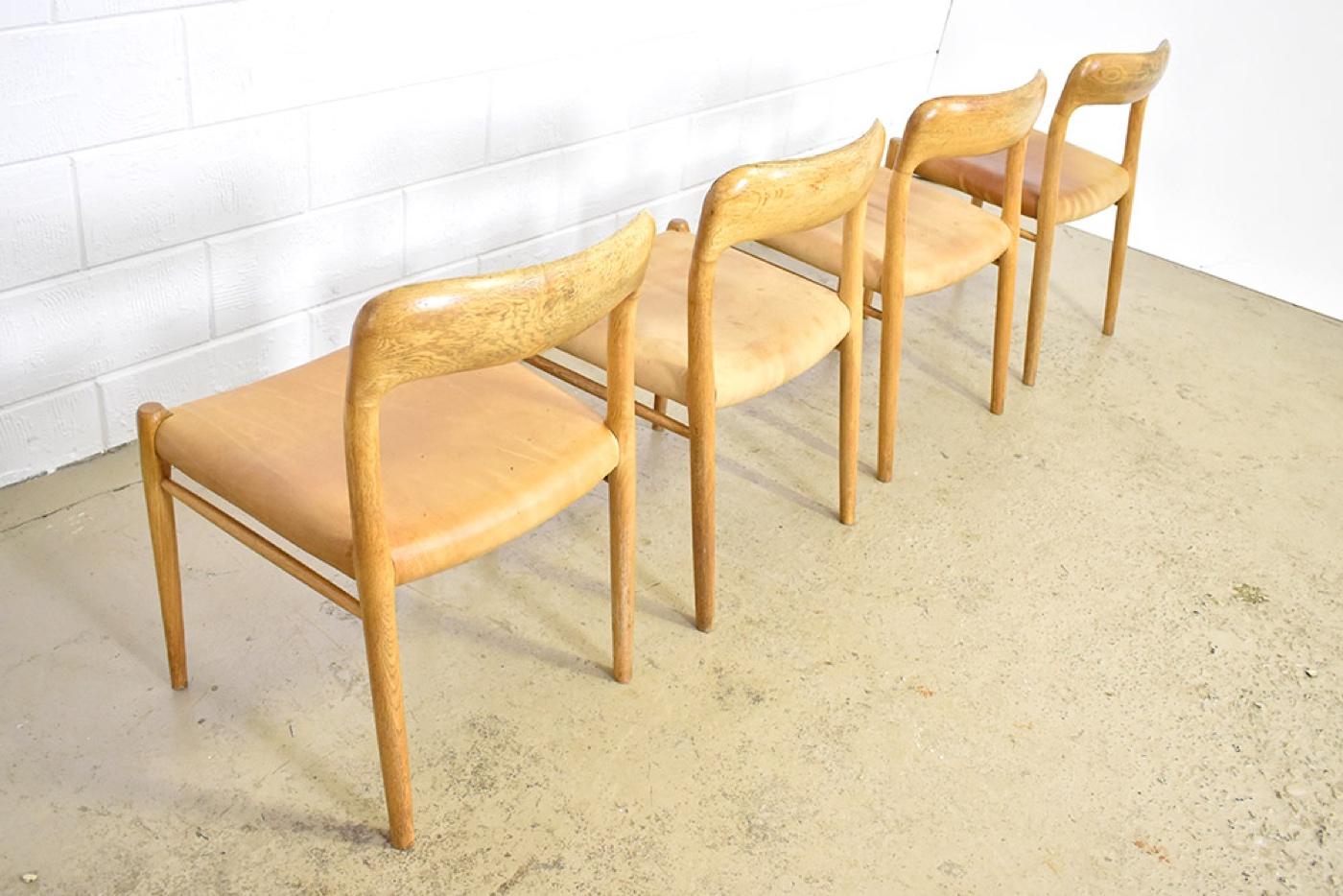 Oak Set of Four Neils Otto Møller 'Model 75' Chairs For Sale