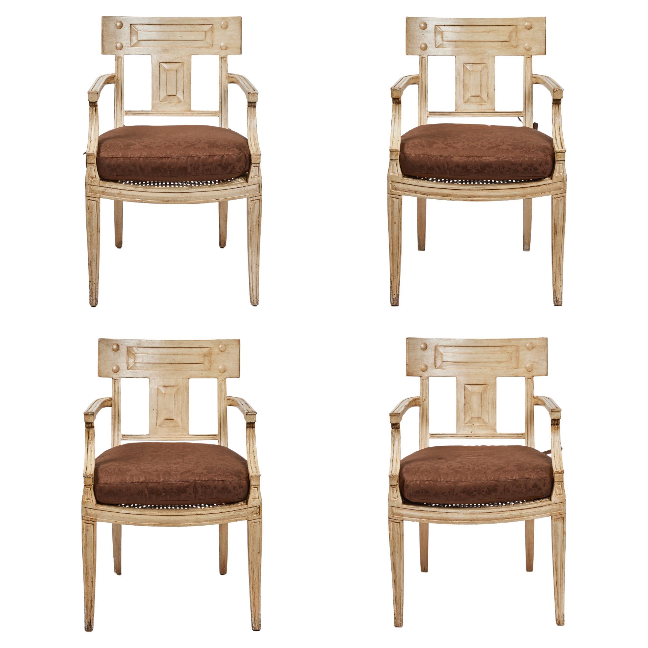 Set of four Neoclassic Dining Chairs by Michael Taylor For Sale