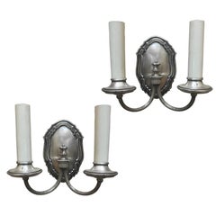 Antique Set of Four Neoclassic Silver Plated Sconces. Sold pr. pair