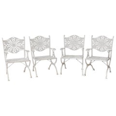 Set of Four Neoclassical Aluminum Garden Patio Chairs