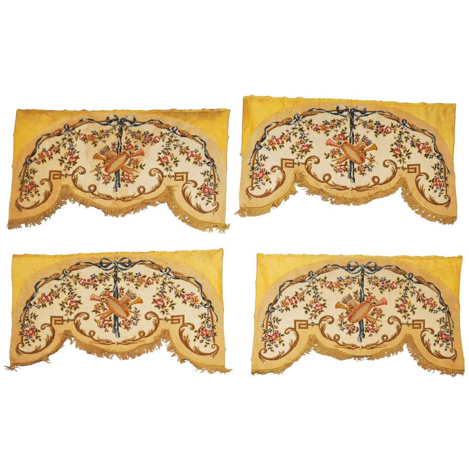 Set of Four Neoclassical Aubusson Tapestry Pelmet Valances, Paris, 1880 For Sale