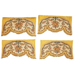 Antique Set of Four Neoclassical Aubusson Tapestry Pelmet Valances, Paris, 1880