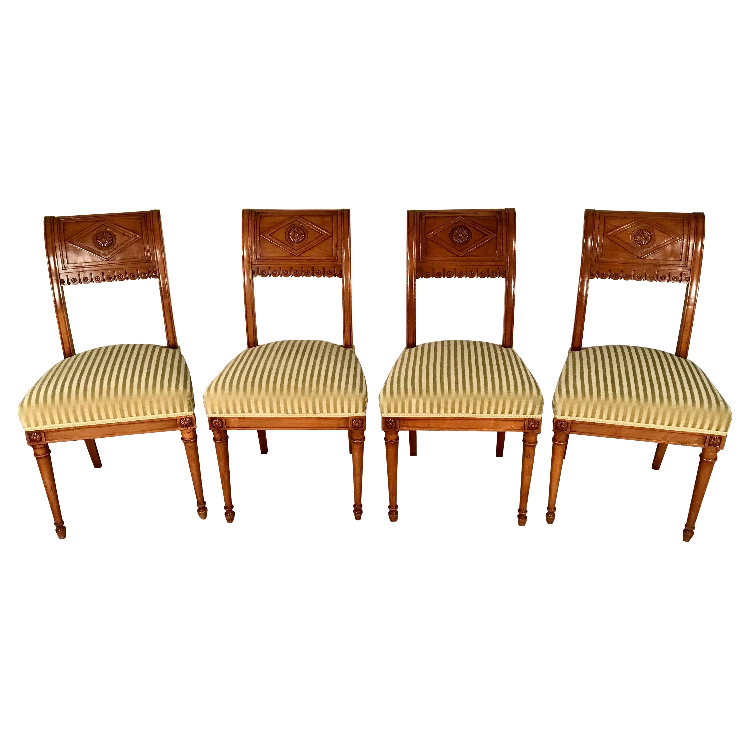 Set of Four Neoclassical Chairs, Style of Jacob Henri, France 19th Century