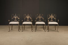 Set of Four Neoclassical Revival Iron Armchairs with Urn Backs, France, 1940s