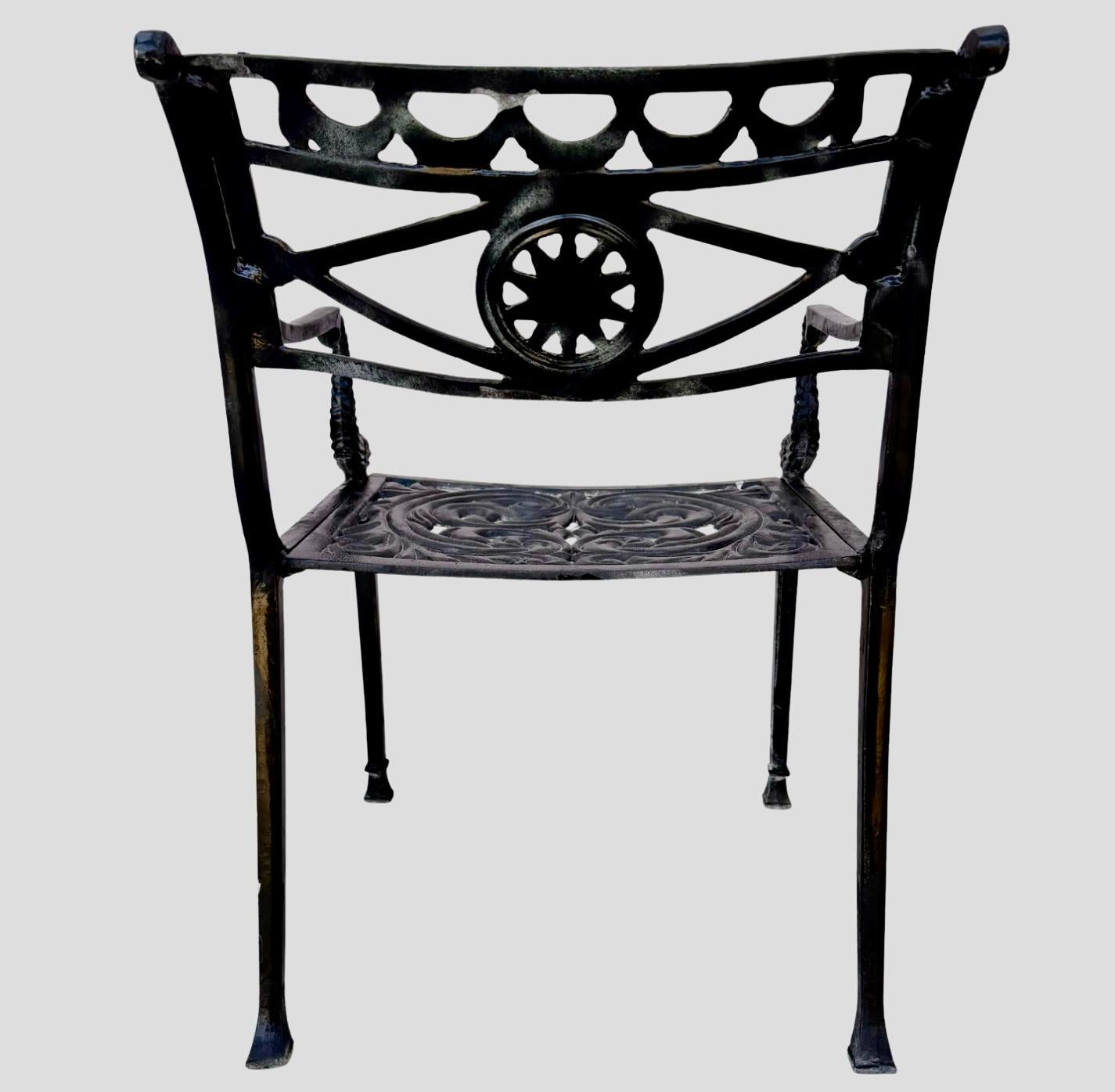 Alluminio Set di quattro sedie neoclassiche con stella e delfino in vendita