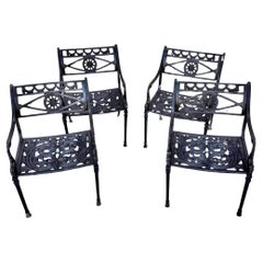 Set Of Four Neoclassical Star and Dolphin Chairs