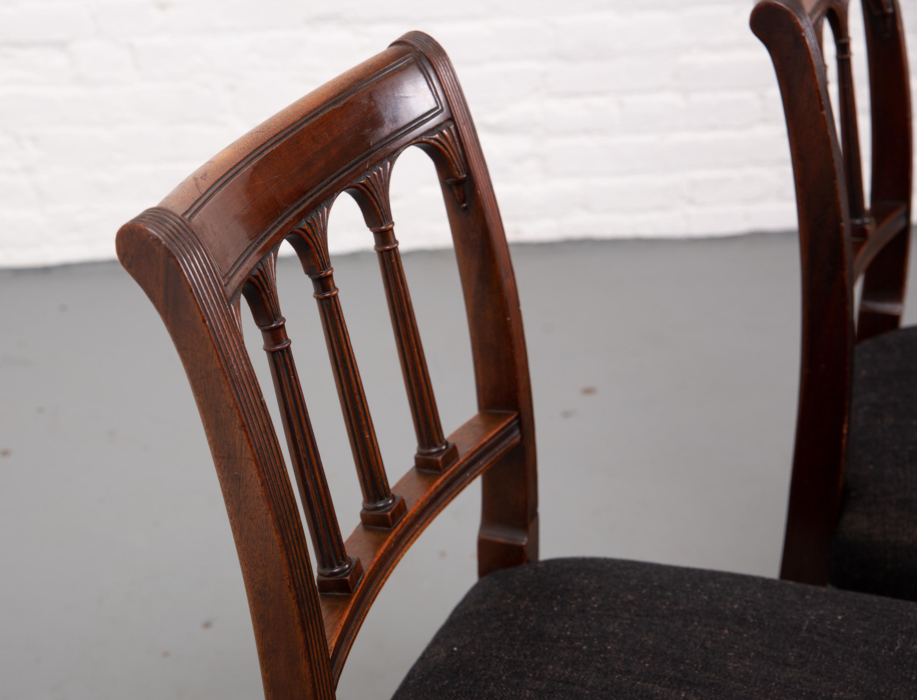English Set of Four Neoclassical Style 19th Century Dining Chairs