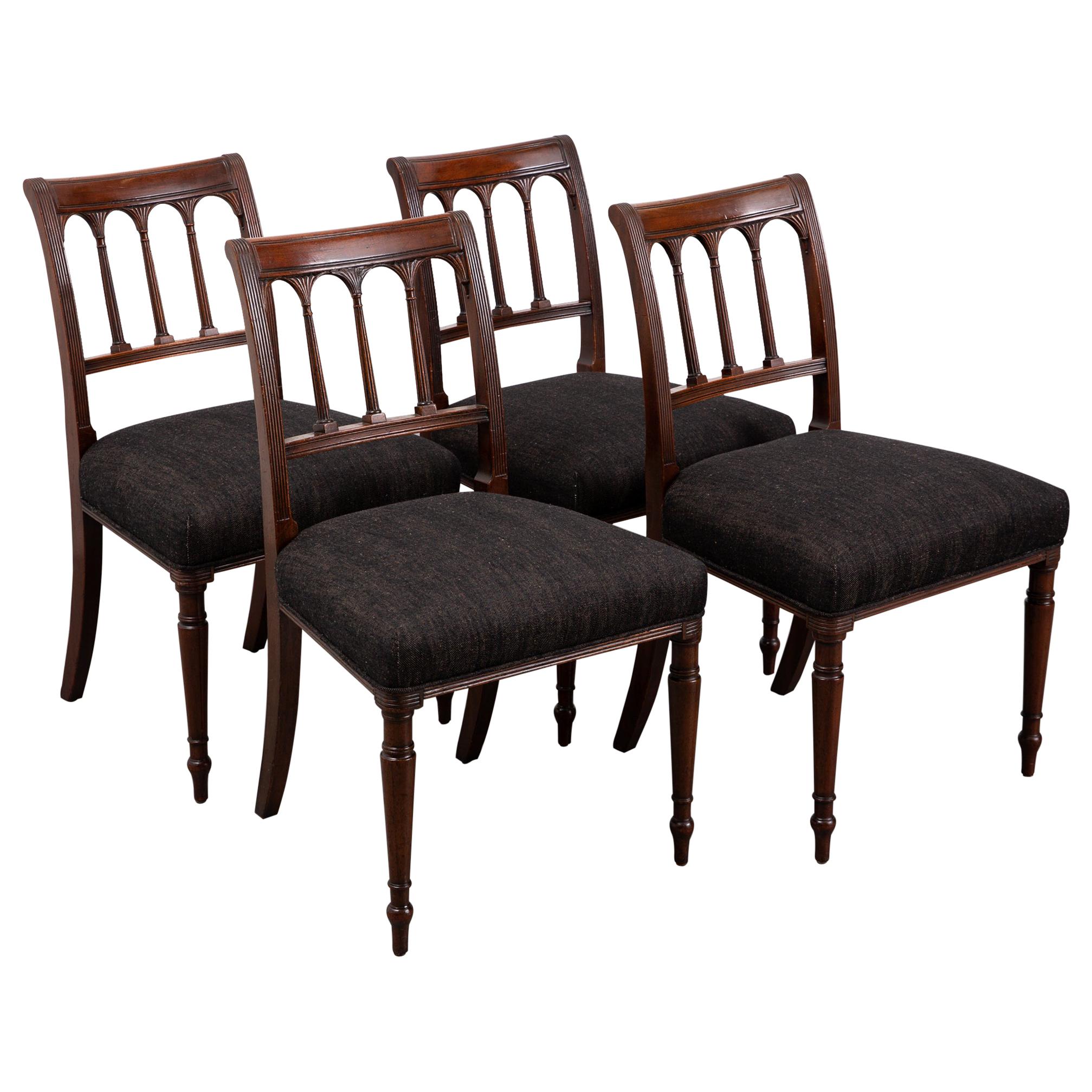 Set of Four Neoclassical Style 19th Century Dining Chairs