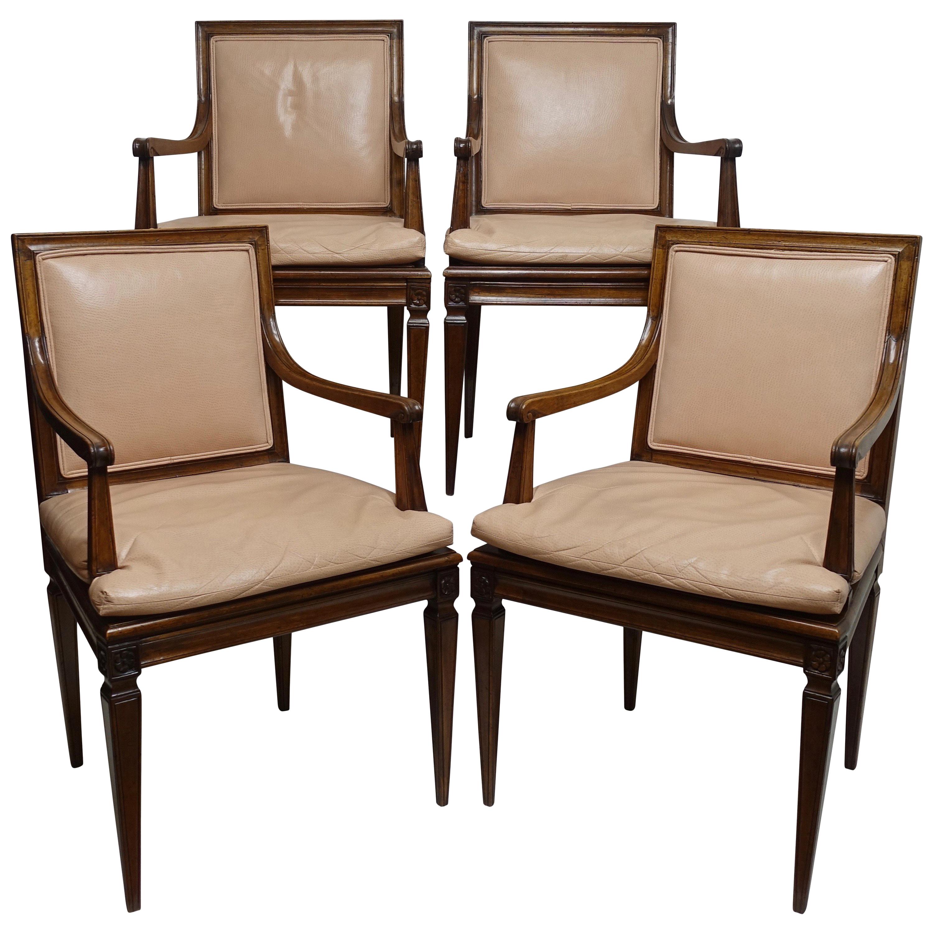 Set of Four Neoclassical Style Armchairs, Italian, Late 19th-Early 20th Century