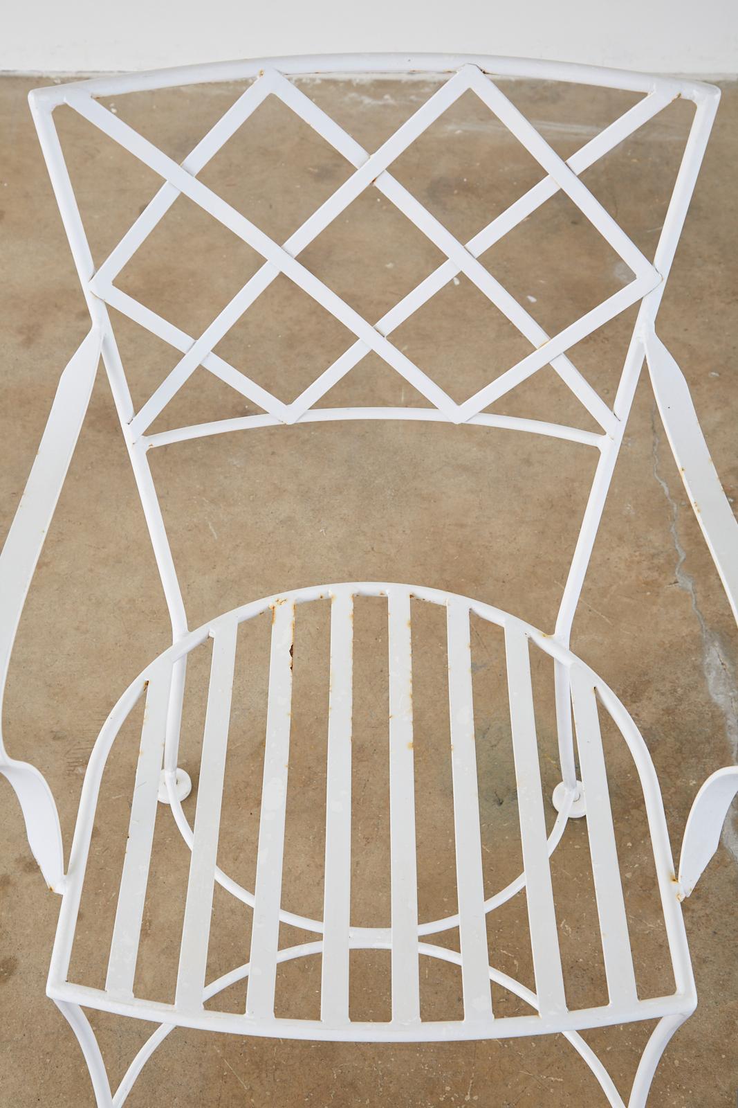 Set of Four Neoclassical Style Iron Garden Dining Chairs 8