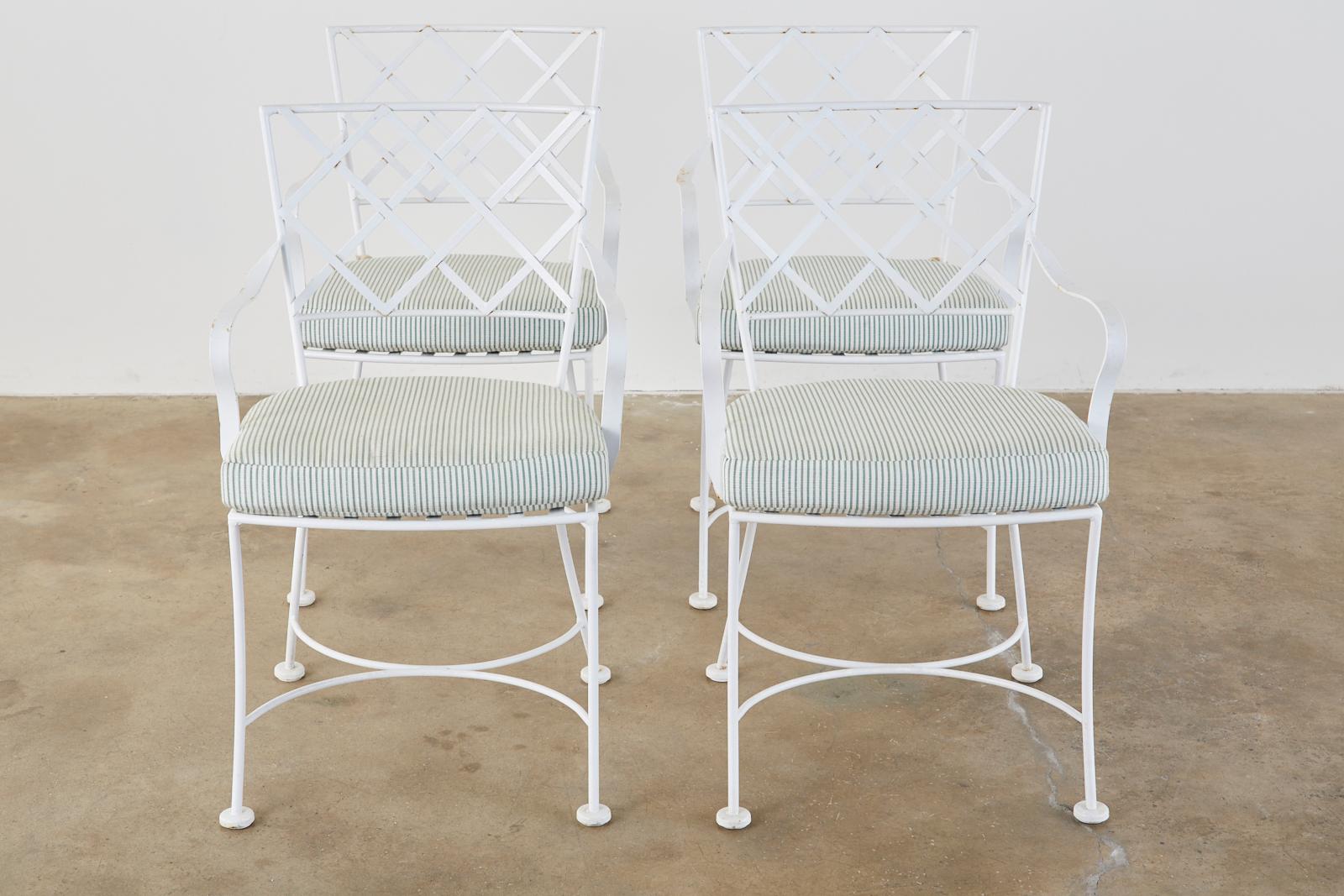 American Set of Four Neoclassical Style Iron Garden Dining Chairs