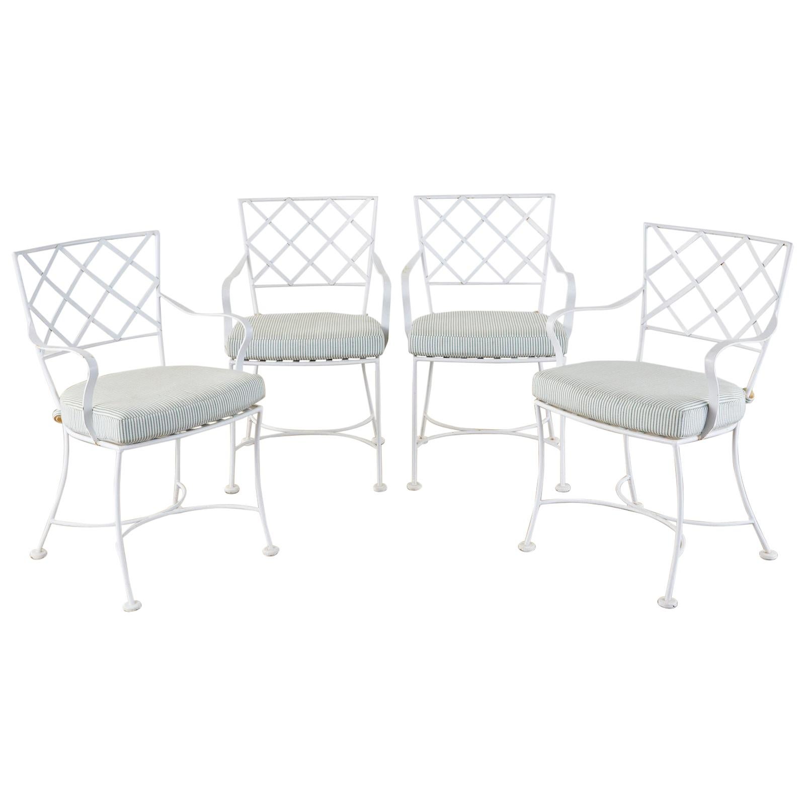 Set of Four Neoclassical Style Iron Garden Dining Chairs
