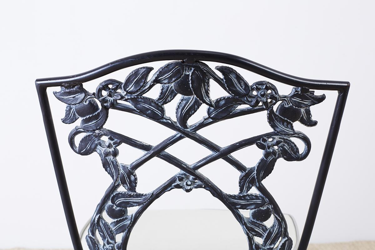 Set of Four Neoclassical Style Iron Garden Patio Chairs 7
