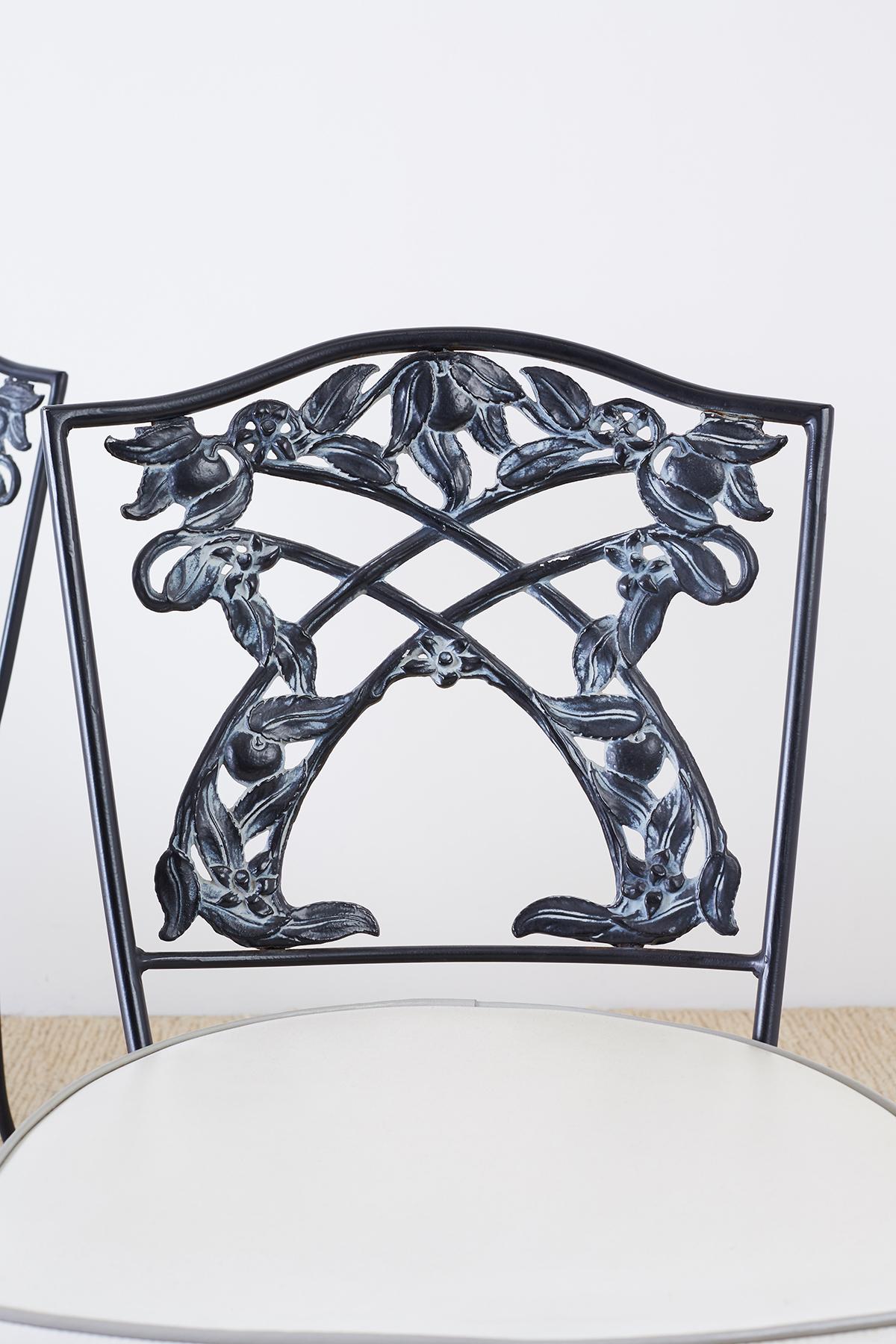 20th Century Set of Four Neoclassical Style Iron Garden Patio Chairs