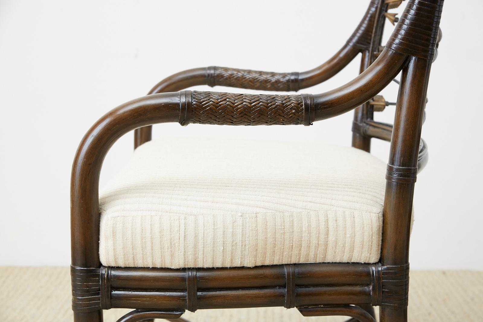 Set of Four Neoclassical Style Rattan Dining Armchairs 9