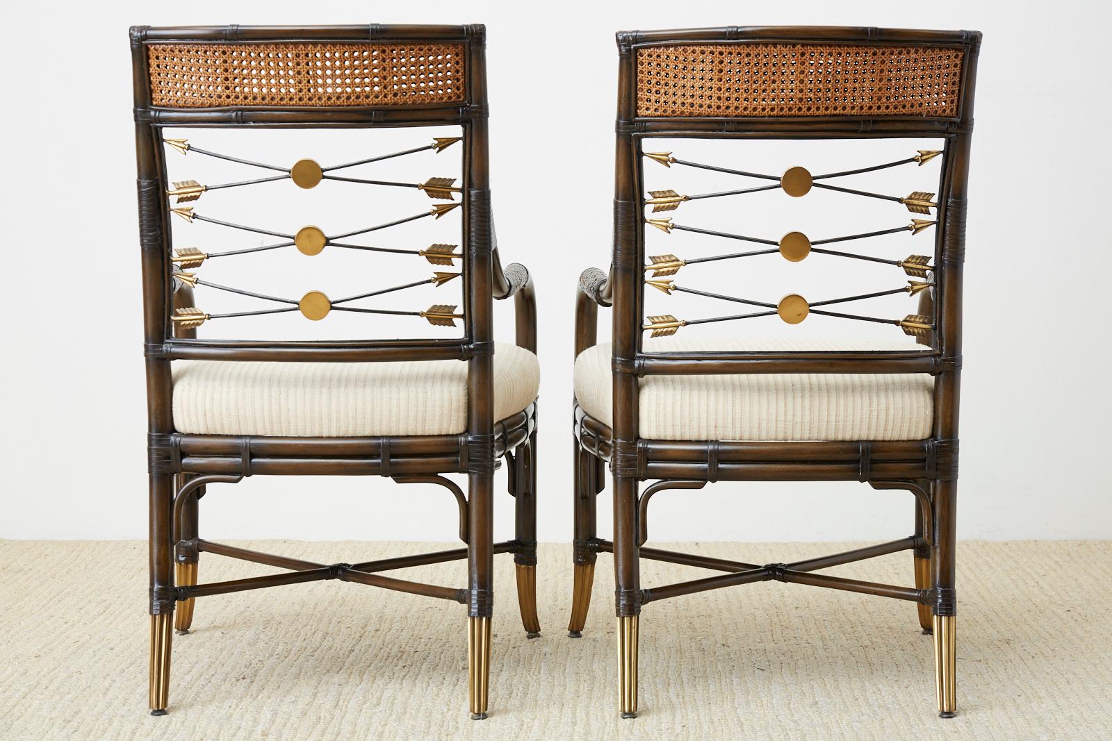 Set of Four Neoclassical Style Rattan Dining Armchairs 11