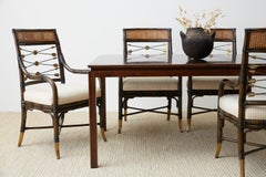 Set of Four Neoclassical Style Rattan Dining Armchairs