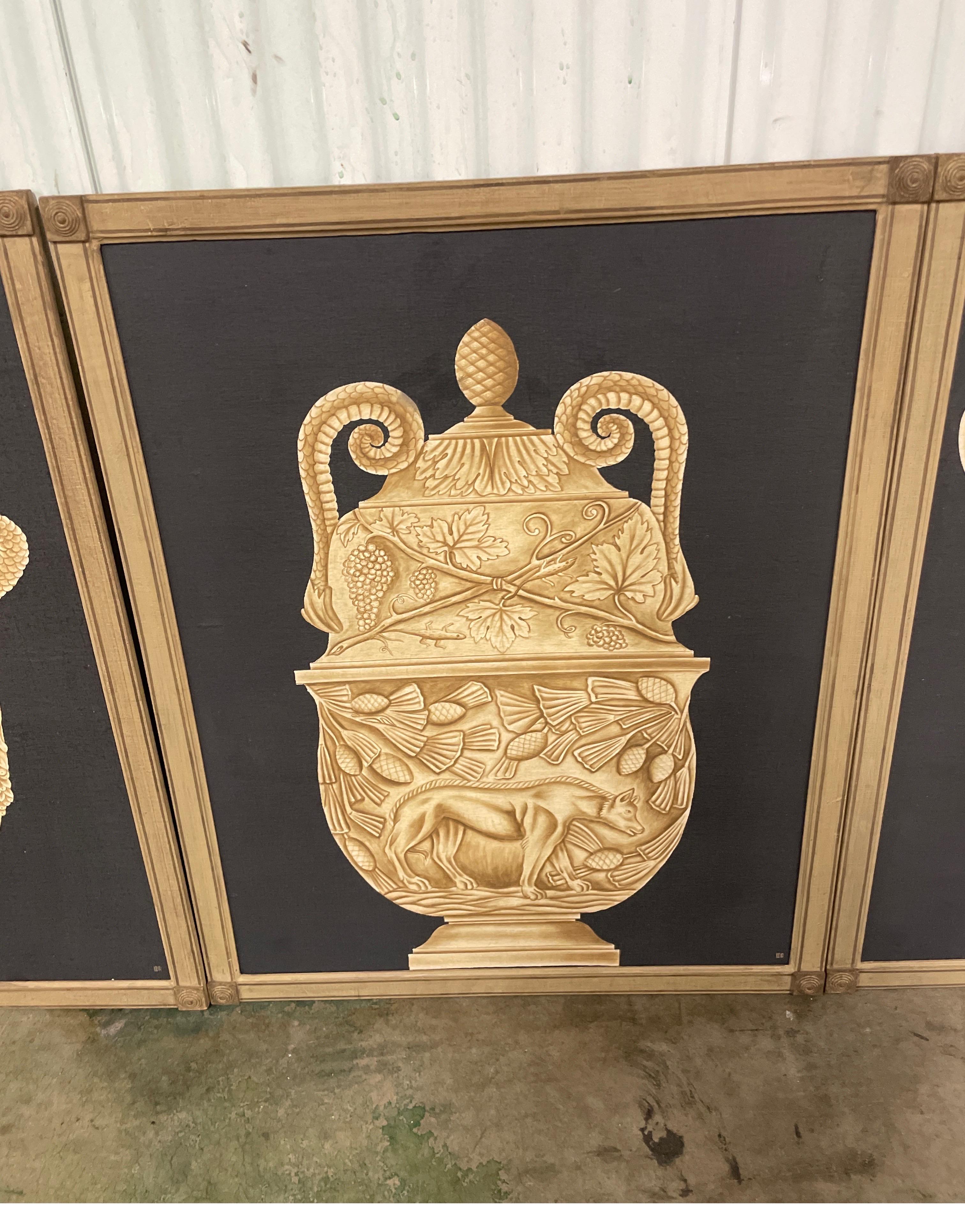 Set of Four Neoclassical Urn Wall Panels In Good Condition For Sale In West Palm Beach, FL