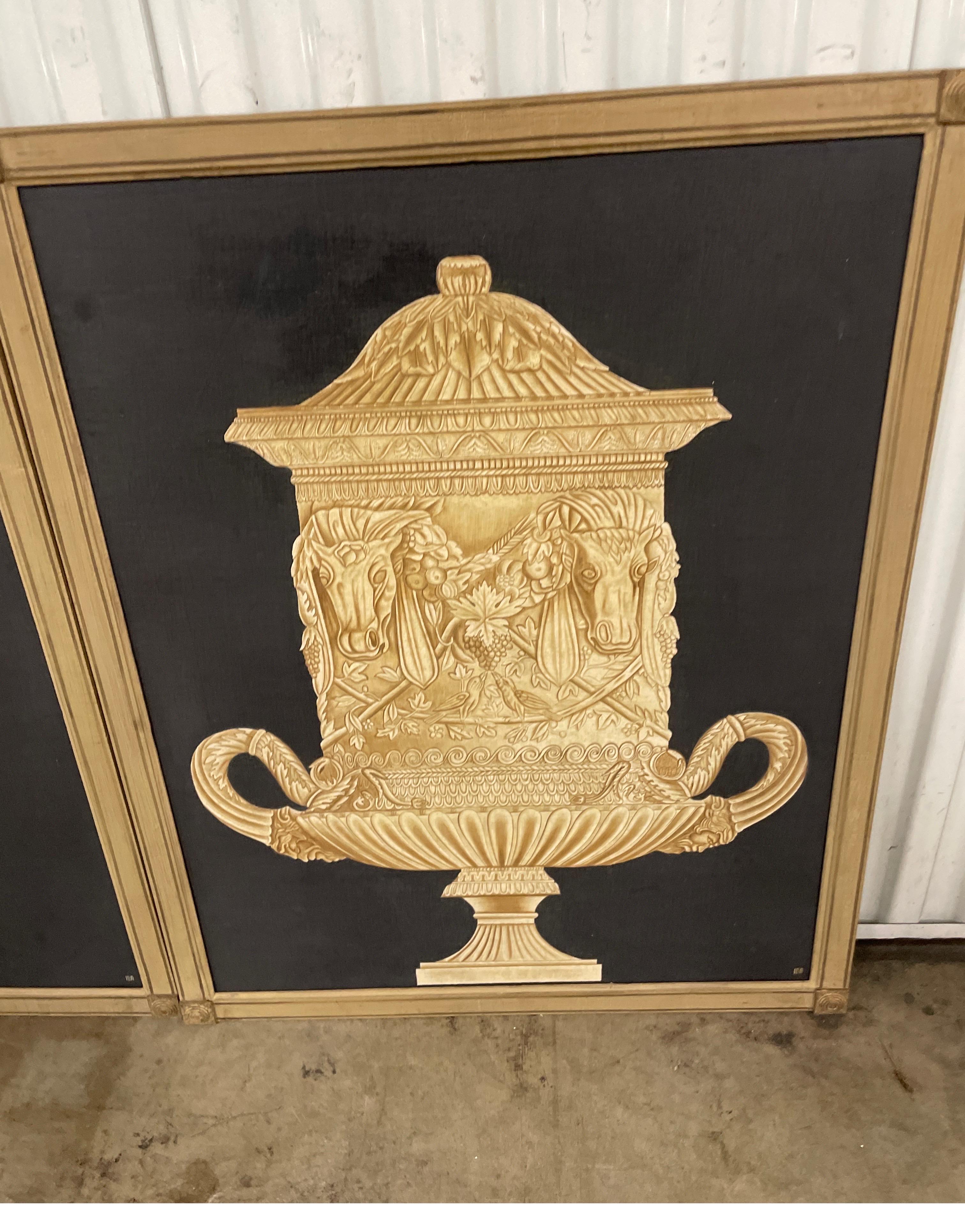 Wood Set of Four Neoclassical Urn Wall Panels For Sale