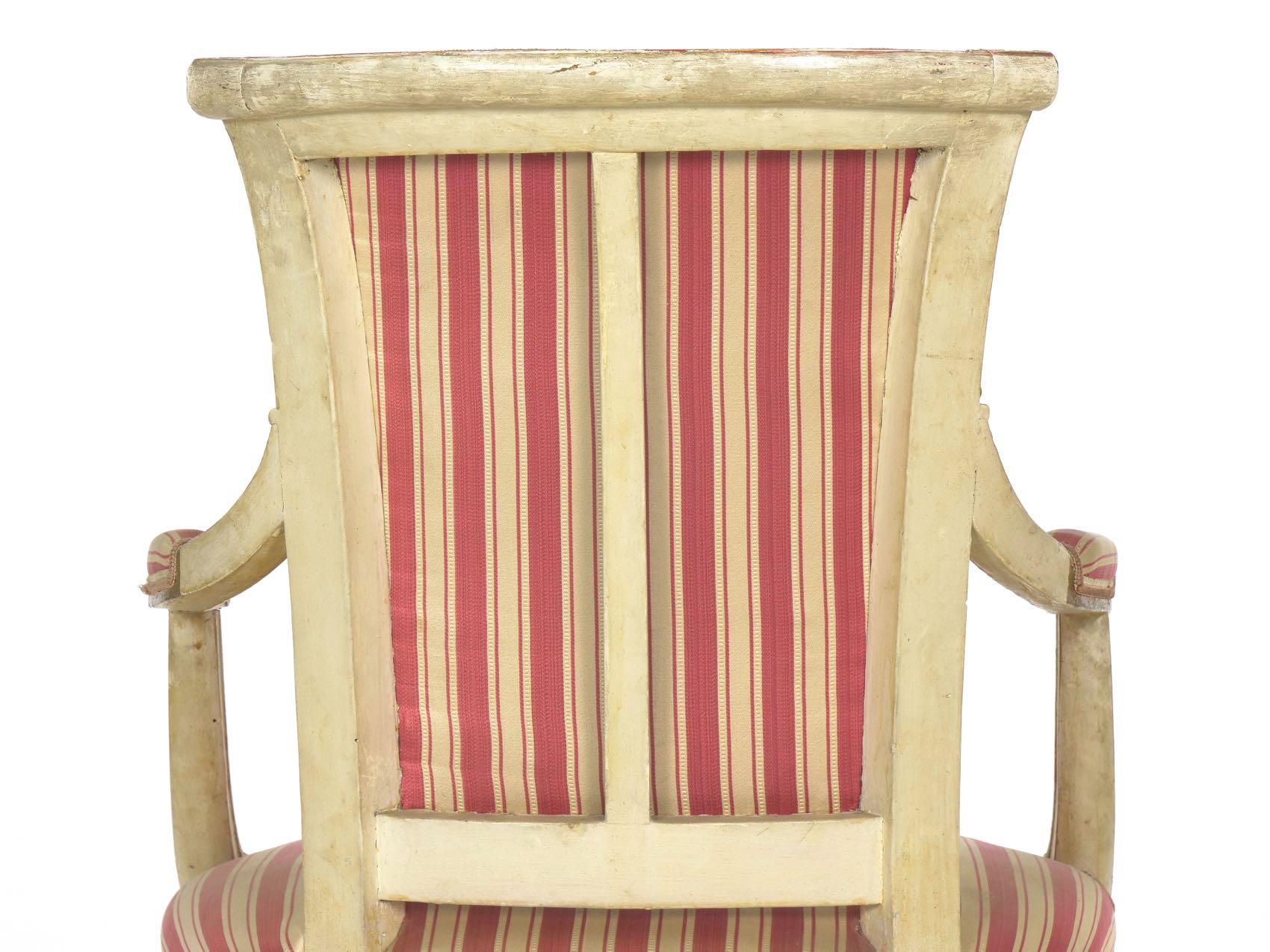 Set of Four Neoclassical White-Painted French Accent Armchairs, 19th Century 4