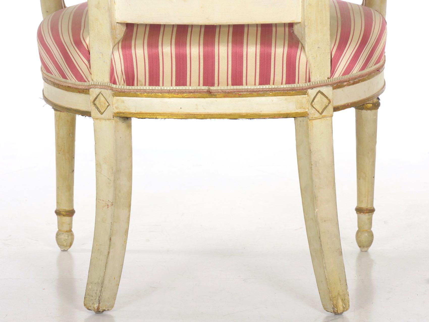 Set of Four Neoclassical White-Painted French Accent Armchairs, 19th Century 5