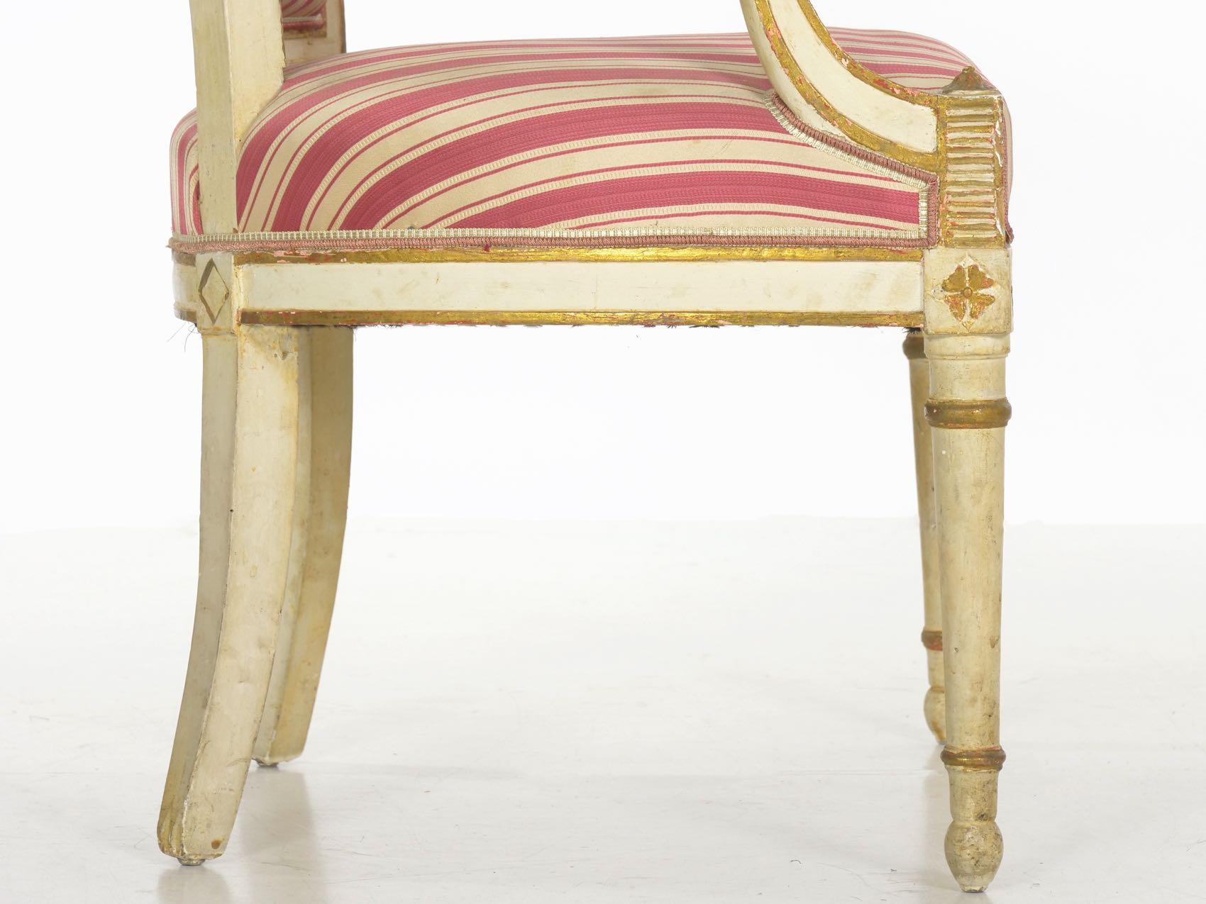 Set of Four Neoclassical White-Painted French Accent Armchairs, 19th Century 7