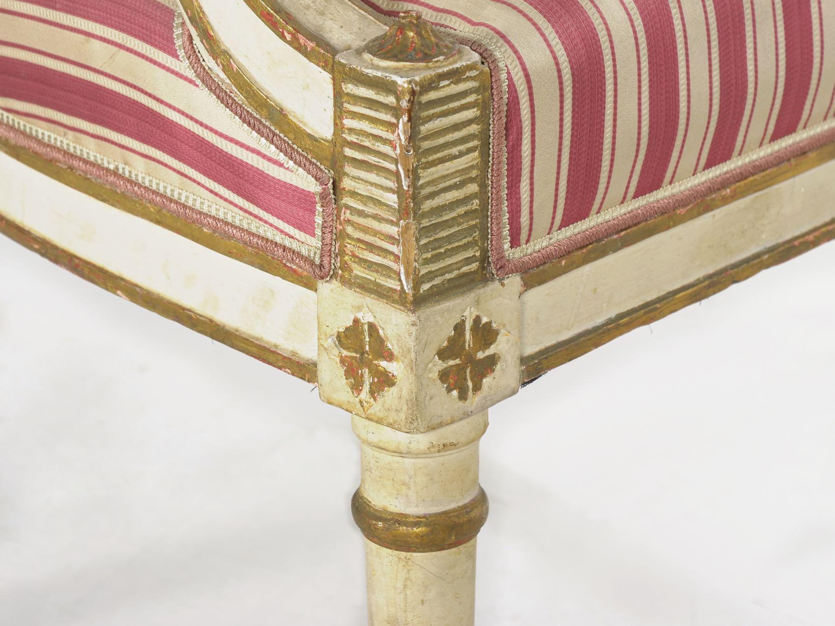 Set of Four Neoclassical White-Painted French Accent Armchairs, 19th Century 13
