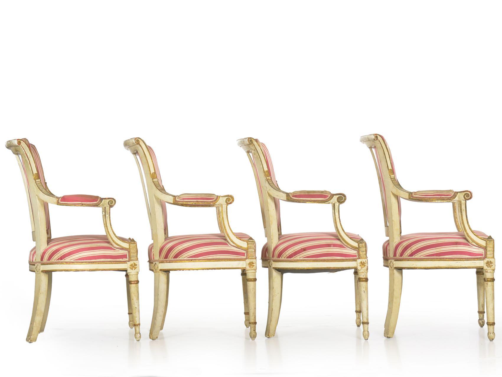 Set of Four Neoclassical White-Painted French Accent Armchairs, 19th Century In Good Condition In Shippensburg, PA