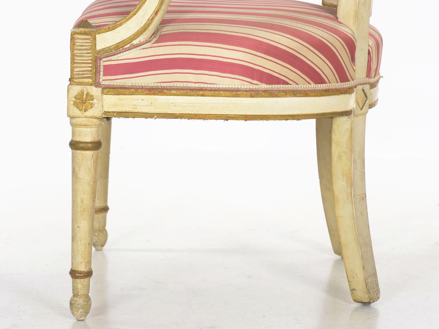 Set of Four Neoclassical White-Painted French Accent Armchairs, 19th Century 3